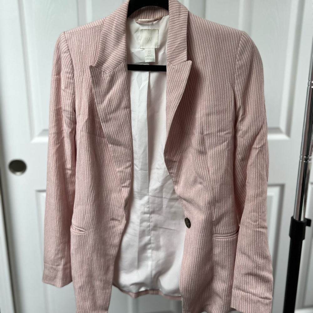 H&M Pink And White Stripe Blazer